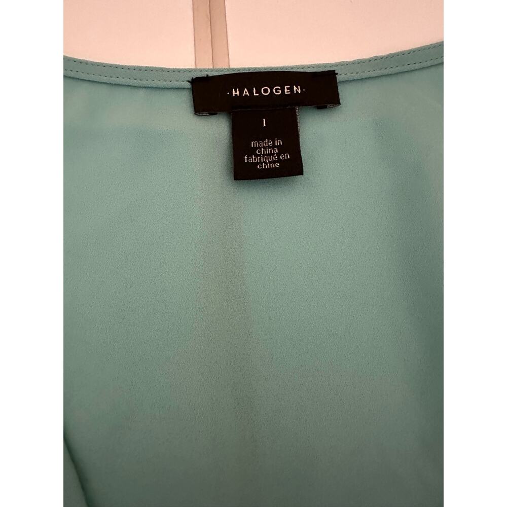 NWT Women L Halogen light sea green wrap blouse top long sleeve - Picture 3 of 13